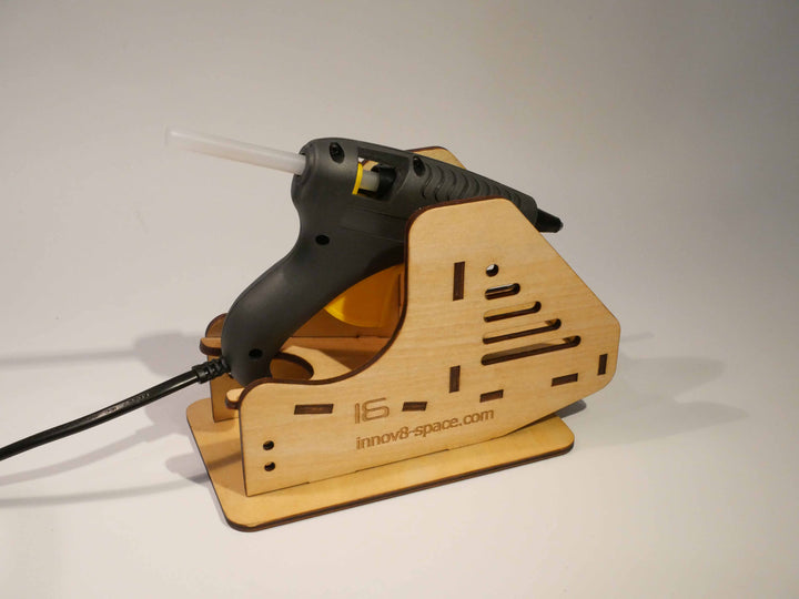 Small hot glue gun holster for glue guns using 6mm sticks